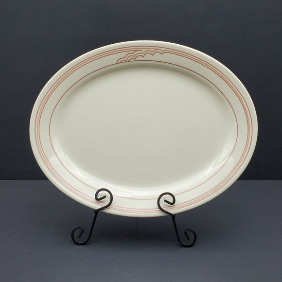 Corning Comcor Tableware Cumulus Platter Beige Oval Serving Plate Peach Mauve - Picture 1 of 7